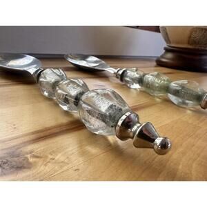 Stainless Steel Beaded Crystal Large Serving Spoon Set. Beautiful Design